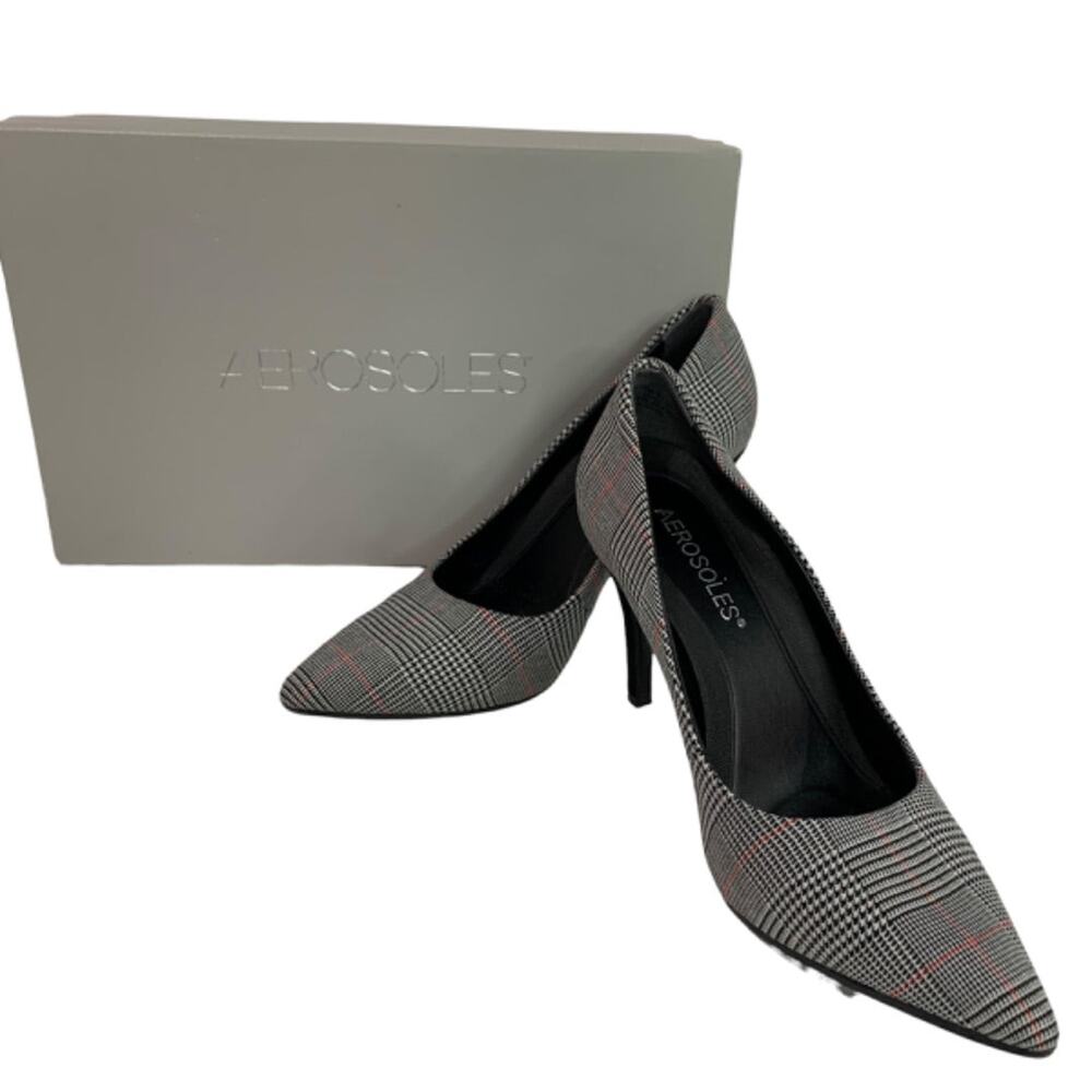 Size‎ 6 Aerosoles Womens Plaid Black Heels Deal Breaker 3 Inch